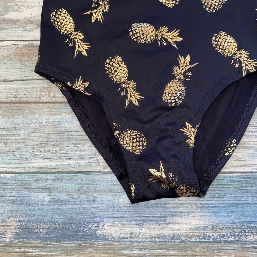 City Streets Black & Gold Pineapple One Piece - Picture 2 of 4